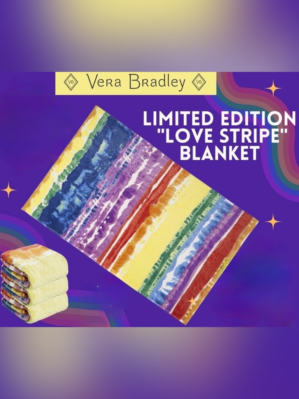Vera Bradley Plush Throw Blanket in Love Stripe Tie Dye